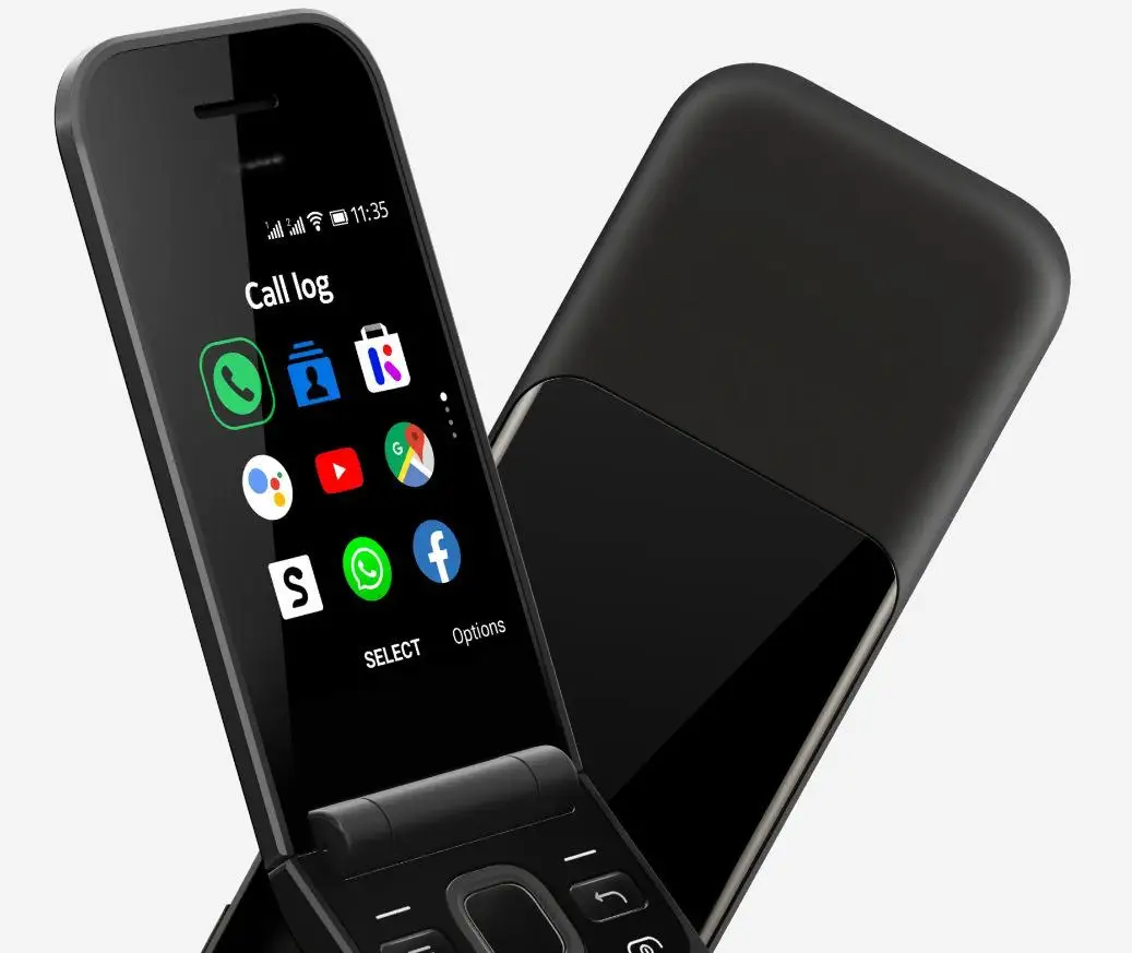 Close-up of Nokia 2720 Flip screen and body
