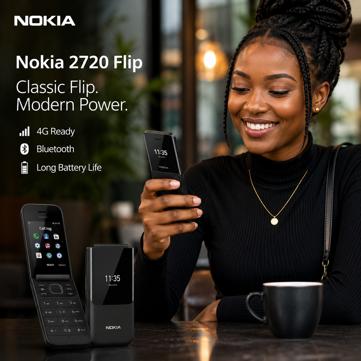 Customer enjoying the Nokia 2720 Flip